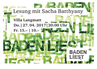 Lesung mit Sacha Batthyany