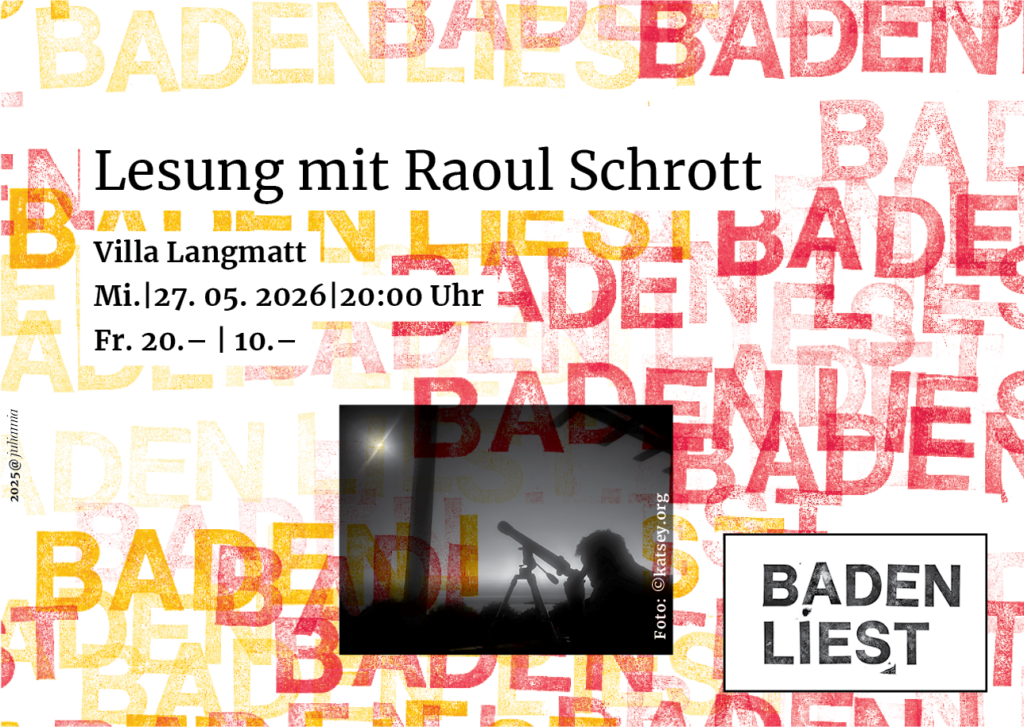 Mi. 27.05.2026: Lesung mit Raoul Schrott